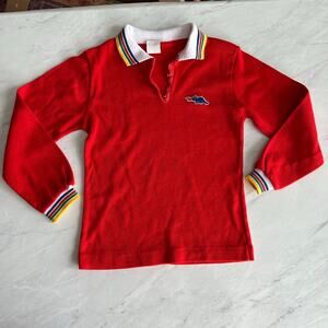 Vintage Sears girls red long sleeve sz 6 6x shirt dragon collared 80's nostalgic